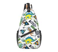 Sling Bag Childish Dinosaur Dino Space Astronaut Senderismo Mochila Crossbody Hombro Mochila Travel Chest Pack para Hombres Mujeres