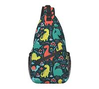 Sling Bag Childish Dinosaur Flower Cute Senderismo Daypack Crossbody Hombro Mochila Travel Chest Pack para Hombres Mujeres
