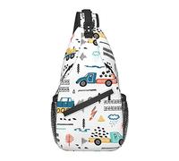 Sling Bag Childish Doodle Car Transporte Senderismo Mochila Crossbody Hombro Mochila Travel Chest Pack para Hombres Mujeres