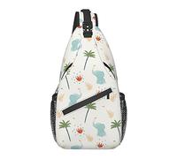 Sling Bag Childish Elephant Palm Tree Boho Senderismo Mochila Crossbody Hombro Mochila Travel Chest Pack para Hombres Mujeres
