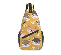 Sling Bag Childish Shiba Inu Dog Amarillo Senderismo Mochila Crossbody Hombro Mochila Travel Chest Pack para Hombres Mujeres