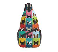 Sling Bag Colorful Cartoon Pet Funny Dogs Senderismo Mochila Crossbody Hombro Mochila Travel Chest Pack para Hombres Mujeres