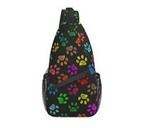 Sling Bag Colorful Dog Paw Footprint Senderismo Mochila Crossbody Hombro Mochila Travel Chest Pack para Hombres Mujeres
