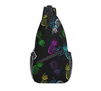 Sling Bag Colorful Pine Black Senderismo Daypack Crossbody Shoulder Backpack Travel Chest Pack para Hombres Mujeres