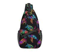 Sling Bag Colorful Sea Turtle Boho Senderismo Mochila Crossbody Hombro Mochila Travel Chest Pack para Hombres Mujeres