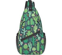 Sling Bag, Cute Cactus Seamless Illustration Print Crossbody Sling Backpack para Casual Hombro Mujeres y Hombres