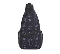 Sling Bag Cute Cat Star Black Senderismo Mochila Crossbody Hombro Mochila Travel Chest Pack para Hombres Mujeres
