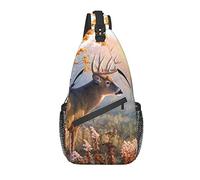 Sling Bag, Cute Deers in Forest Print Crossbody Sling Mochila para Hombro Casual Mujeres y Hombres