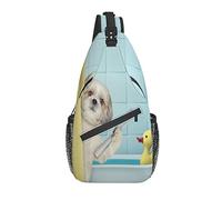Sling Bag Cute Dog Duck in Bath Senderismo Daypack Crossbody Shoulder Backpack Travel Chest Pack para Hombres Mujeres