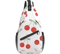 Sling Bag Cute Red Cherry White Senderismo Mochila Crossbody Hombro Mochila Travel Chest Pack para Hombres Mujeres