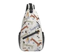 Sling Bag Dachshund Dog Childish Animal Senderismo Mochila Crossbody Hombro Mochila Travel Chest Pack para Hombres Mujeres