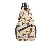 Sling Bag Dachshund Dog Childish Senderismo Daypack Crossbody Hombro Mochila Travel Chest Pack para Hombres Mujeres