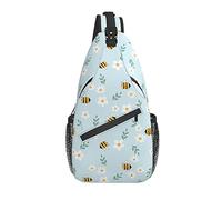 Sling Bag Daisy Bee Bright Blue Senderismo Mochila Crossbody Hombro Mochila Travel Chest Pack para Hombres Mujeres