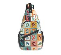 Sling Bag Dinosaur Childish Alphabet Dino Senderismo Mochila Crossbody Hombro Mochila Viaje Cofre Pack para Hombres Mujeres