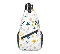 Sling Bag Dinosaur Footprint T-Rex Childish Senderismo Daypack Crossbody Hombro Mochila Travel Chest Pack para Hombres Mujeres