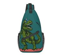 Sling Bag Dinosaur T-Rex Verde Senderismo Mochila Crossbody Hombro Mochila Viaje Pecho Pack para Hombres Mujeres