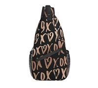 Sling Bag Doodle Black Senderismo Daypack Crossbody Hombro Mochila Travel Chest Pack para Hombres Mujeres