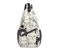 Sling Bag Doodle Cat Kitten Senderismo Mochila Crossbody Hombro Mochila Travel Chest Pack para Hombres Mujeres