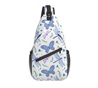 Sling Bag Dragongly Butterfly Purple Leaf Senderismo Mochila Crossbody Hombro Mochila Travel Chest Pack para Hombres Mujeres