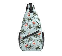 Sling Bag Flamingo Beach Palm Tree Tropical Senderismo Mochila Crossbody Hombro Mochila Travel Chest Pack para Hombres Mujeres