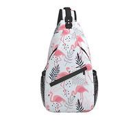 Sling Bag Flamingo Pink Leaf Pastel Leaf Senderismo Mochila Crossbody Hombro Mochila Travel Chest Pack para Hombres Mujeres