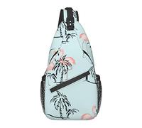 Sling Bag Flamingo Tropical Palm Tree Blue Senderismo Mochila Crossbody Hombro Mochila Travel Chest Pack para Hombres Mujeres