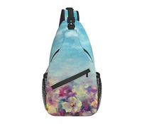 Sling Bag Flower Painting Floral Blue Sky Senderismo Mochila Crossbody Hombro Mochila Travel Chest Pack para Hombres Mujeres