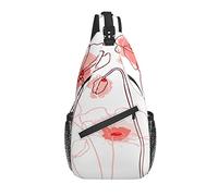 Sling Bag Flower Pastel Red Floral Senderismo Mochila Crossbody Hombro Mochila Travel Chest Pack para Hombres Mujeres