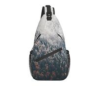 Sling Bag Foggy Winter Coniferous Forest Landscape Tree Mountain Senderismo Mochila Crossbody Hombro Mochila Travel Chest Pack para Hombres Mujeres
