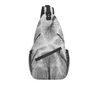 Sling Bag Forest Trees Black and White Scenic Nature Senderismo Daypack Crossbody Shoulder Backpack Travel Chest Pack para Hombres y Mujeres