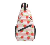 Sling Bag Fresa Pastel Rojo Acuarela Senderismo Mochila Crossbody Hombro Mochila Viaje Cofre Pack para Hombres Mujeres