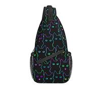 Sling Bag Funny Black Cat Magic Kitten Senderismo Mochila Crossbody Hombro Mochila Travel Chest Pack para Hombres Mujeres