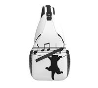 Sling Bag Funny Black Cat Music Note Senderismo Mochila Crossbody Hombro Mochila Travel Chest Pack para Hombres Mujeres