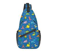 Sling Bag Funny Doodle Dinosaur Chidish Blue Senderismo Daypack Crossbody Hombro Mochila Travel Chest Pack para Hombres Mujeres
