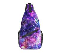 Sling Bag Galaxy Nebula Aurora Morado Senderismo Mochila Crossbody Hombro Mochila Viaje Pecho Pack para Hombres Mujeres