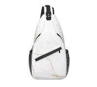 Sling Bag Gold White Marble Abstract Senderismo Daypack Crossbody Shoulder Backpack Travel Chest Pack para Hombres Mujeres