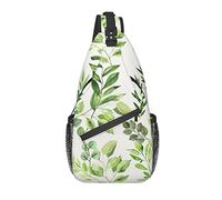 Sling Bag Green Botanical Leaf Senderismo Mochila Crossbody Hombro Mochila Travel Chest Pack para Hombres Mujeres