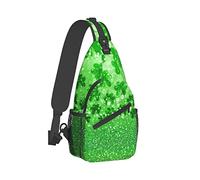 Sling Bag Green Shamrock Glitter Clover St.Patrick Senderismo Mochila Crossbody Hombro Mochila Travel Chest Pack para Hombres Mujeres