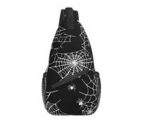 Sling Bag Halloween Black Spider Web Senderismo Daypack Crossbody Hombro Mochila Travel Chest Pack para Hombres Mujeres