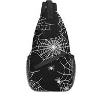 Sling Bag Halloween Black Spider Web Senderismo Daypack Crossbody Hombro Mochila Travel Chest Pack para Hombres Mujeres