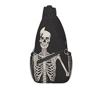 Sling Bag Halloween Skull Skeleton Senderismo Daypack Crossbody Hombro Mochila Travel Chest Pack para Hombres Mujeres