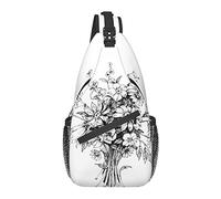 Sling Bag Hand Drawn Flower Floral Senderismo Daypack Crossbody Hombro Mochila Travel Chest Pack para Hombres Mujeres