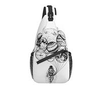 Sling Bag Hand Drawn Galaxy Astronaut Senderismo Mochila Crossbody Hombro Mochila Travel Chest Pack para Hombres Mujeres
