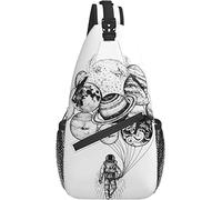 Sling Bag Hand Drawn Galaxy Astronaut Senderismo Mochila Crossbody Hombro Mochila Travel Chest Pack para Hombres Mujeres