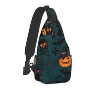 Sling Bag Happy Halloween Decoraciones Disfraces Calabaza Calavera Crossbody Mochila para Hombres Niños, Bolso de Hombro Ligero Antirrobo Bolsa de Gimnasio para Senderismo Viajes Ciclismo