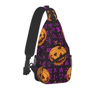 Sling Bag Happy Halloween Decoraciones Disfraces Calabaza Calavera Crossbody Mochila para Hombres Niños, Bolso de Hombro Ligero Antirrobo Bolsa de Gimnasio para Senderismo Viajes Ciclismo