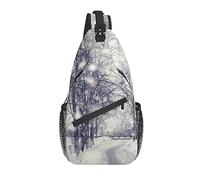 Sling Bag Invierno Bosque Paisaje Árbol Blancanieves Naturaleza Senderismo Mochila Crossbody Hombro Mochila Viaje Cofre Paquete para Hombres Mujeres
