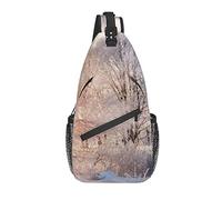 Sling Bag Invierno Paisaje Árbol Bosque Sol Invierno Naturaleza Luz del Sol Senderismo Mochila Crossbody Hombro Mochila Viaje Cofre Paquete para Hombres Mujeres