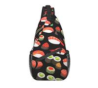 Sling Bag, Japanese Yummy Sushi Print Crossbody Sling Mochila para Hombro Casual Mujeres y Hombres