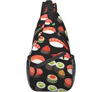 Sling Bag, Japanese Yummy Sushi Print Crossbody Sling Mochila para Hombro Casual Mujeres y Hombres